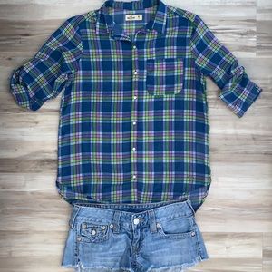 ❤️ Hollister Plaid Button Down Shirt Size Medium NWOT